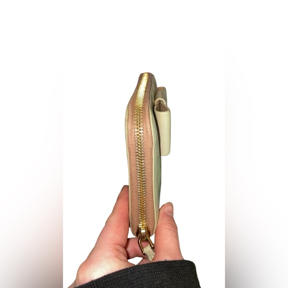 Prada Saffiano Ribbon Leather Zip Wallet Mint Green Color - Picture 5 of 9